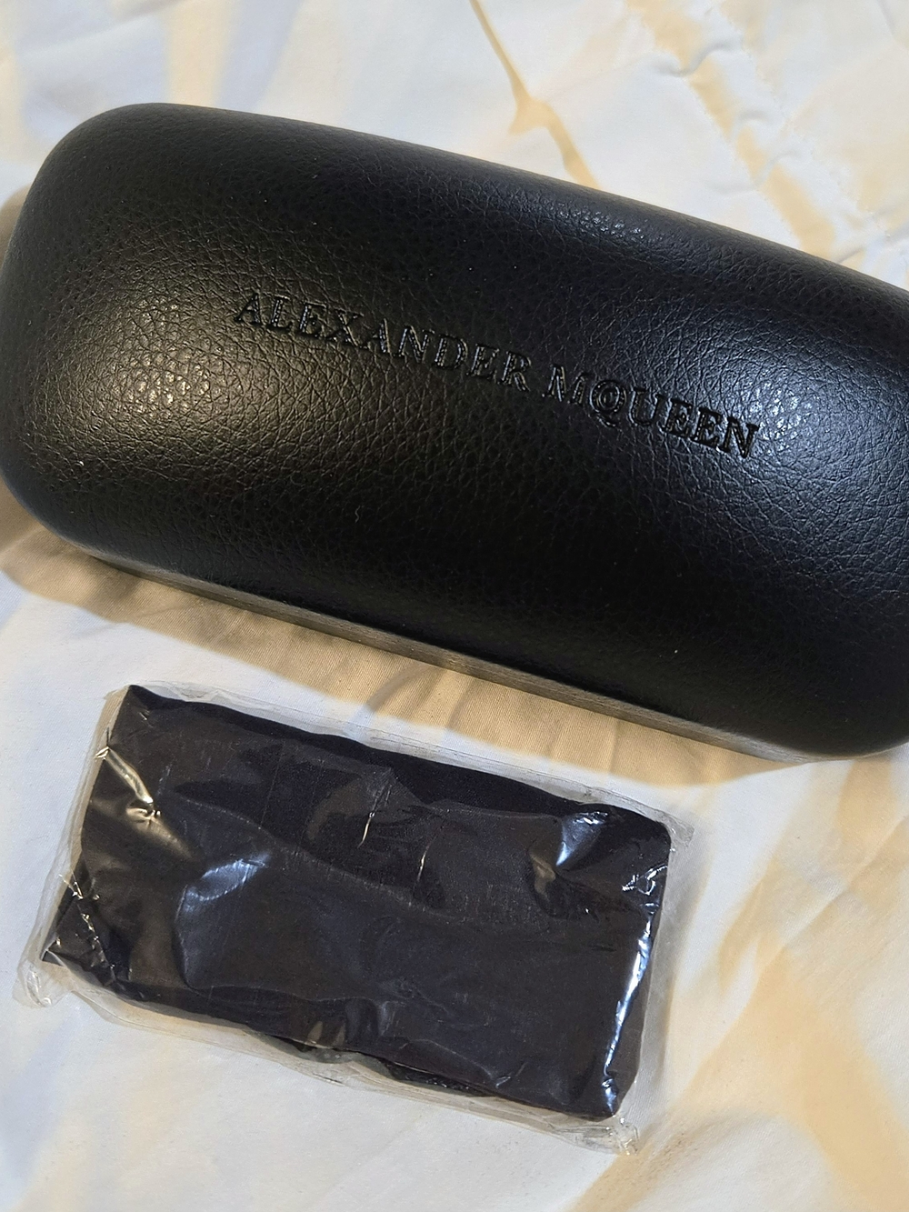 Alexander McQueen Black Leather Sunglasses Case With Cloth